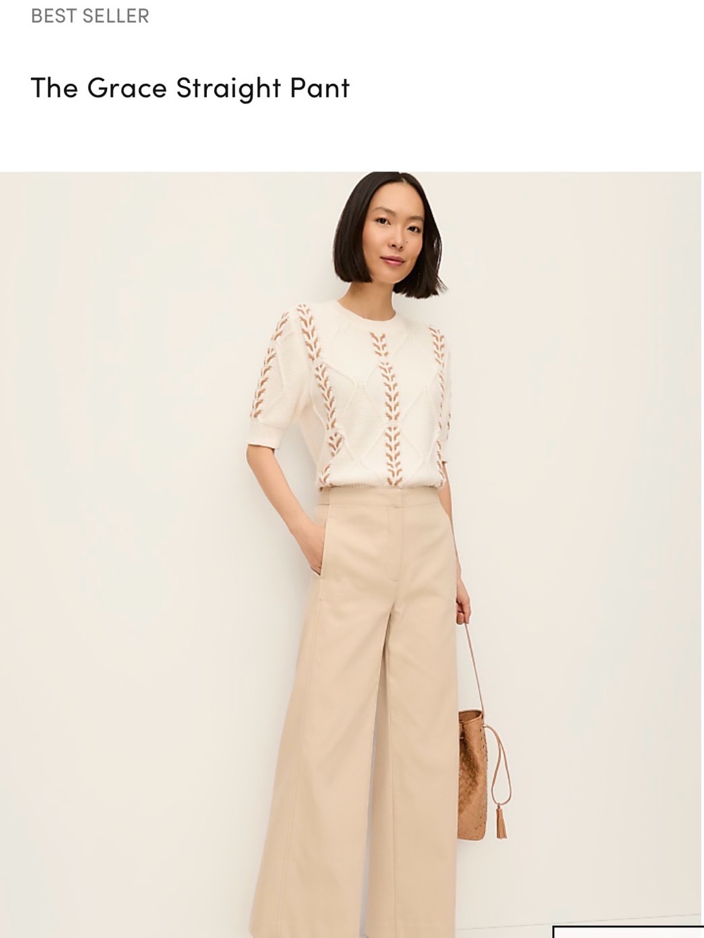Ann Taylor Cream Wide Straight-Leg Pants